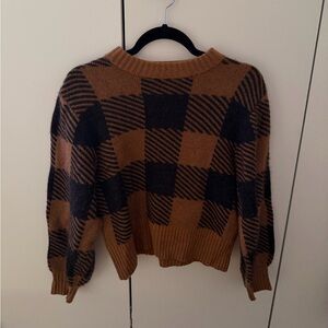 Splendid Checkered Brown and Black Sweater